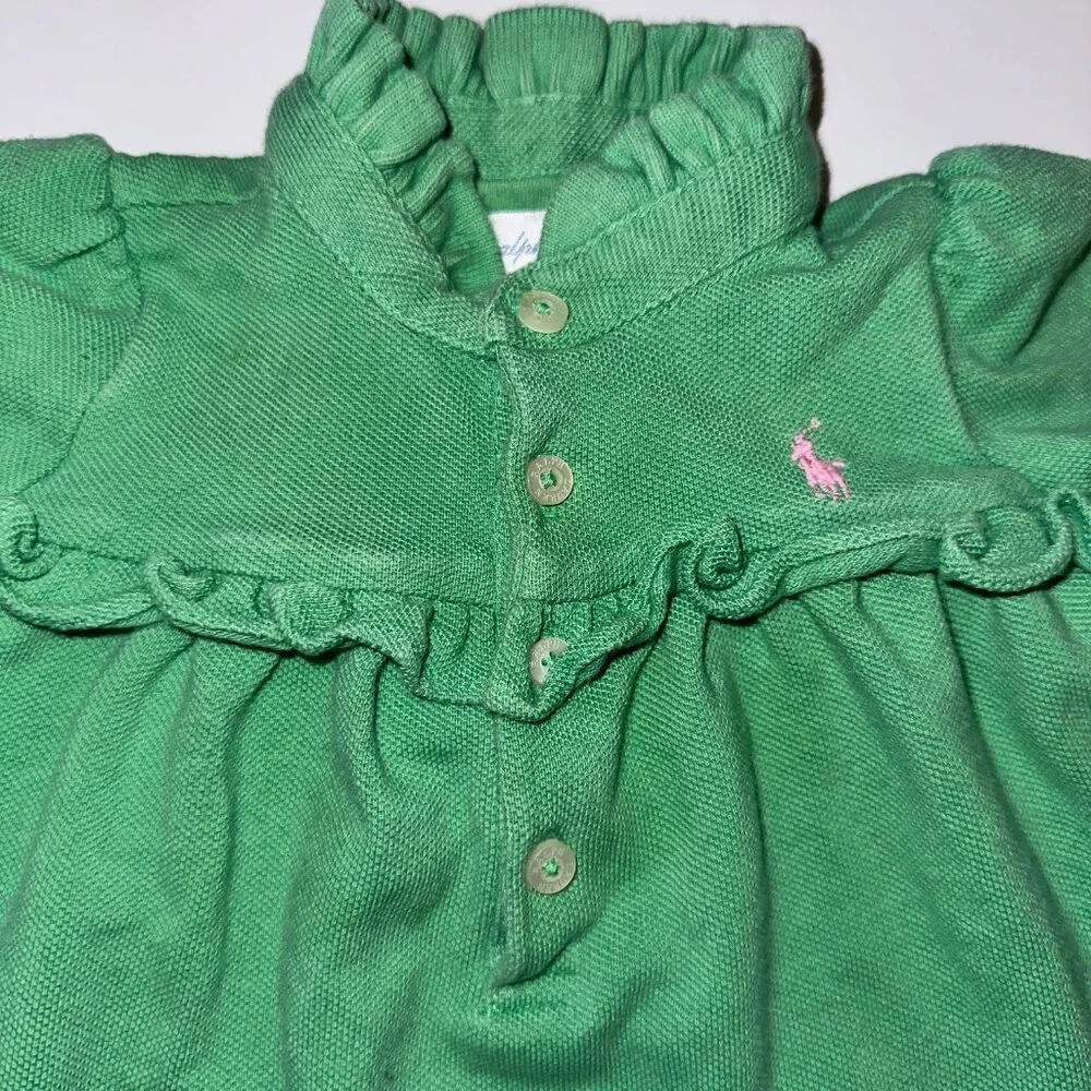 RALPH LAUREN BABY GIRLS GREEN ONE PIECE OUTFIT SIZE 6M St Patrick's Day